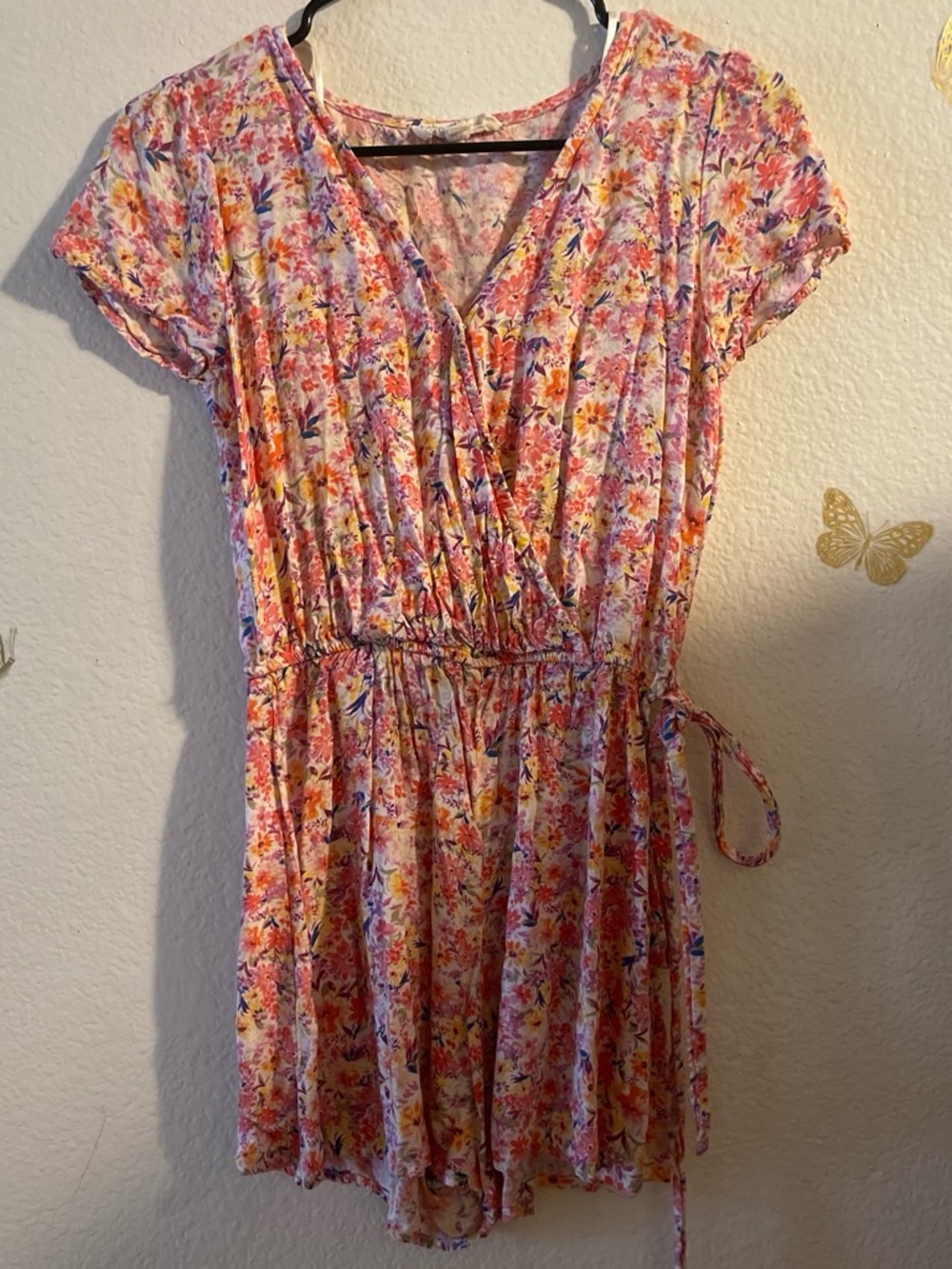 BeBop Floral Wrap Romper - Pink Multi